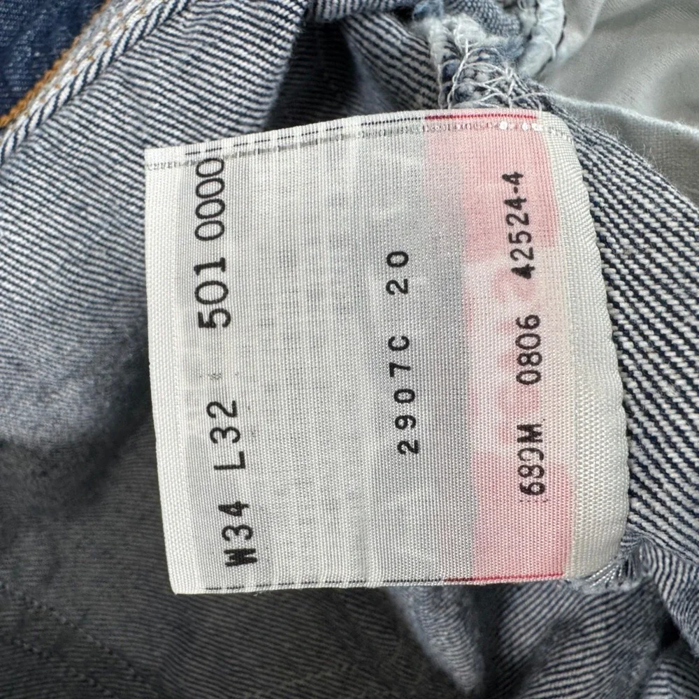 VTG Levi's Jeans Mens 34x32 Fit 32x29 501XX Button Fly Straight Leg Denim Y2K
